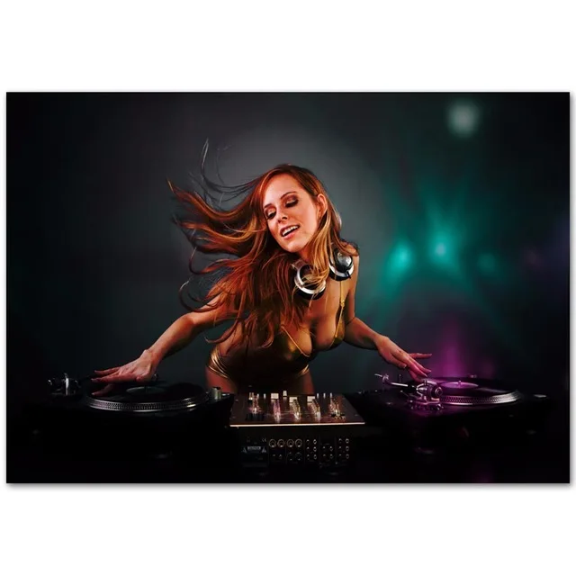 DJ девушка Denon красивая сексуальная музыка страсть шелк постер настенная живопись
