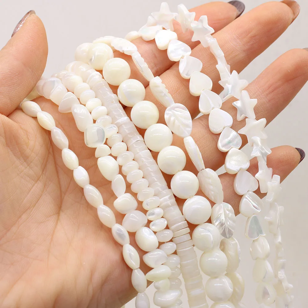 

Natural Freshwater White Shell Beaded Mother Of Pearl Shell Loose Spacer Beads For Jewelry Making DIY Bracelet Necklace Handmade