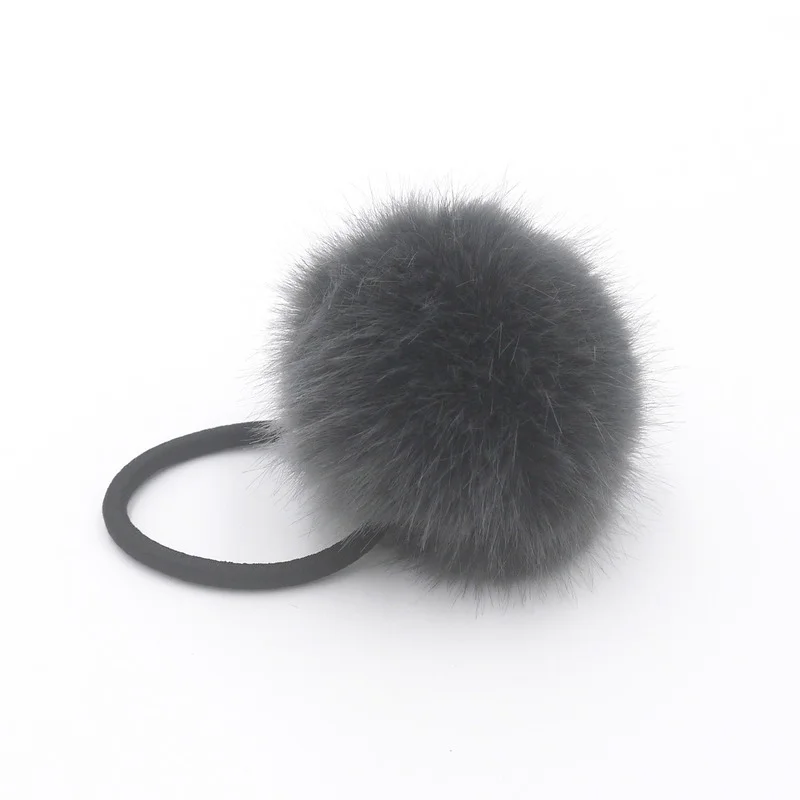 Bola de pelo de animal para ni&ntilde;a, anillo de pelo de conejo, banda de goma el&aacute;stica, bandas para el pelo coreanas, accesorios para el cabello, adornos-5