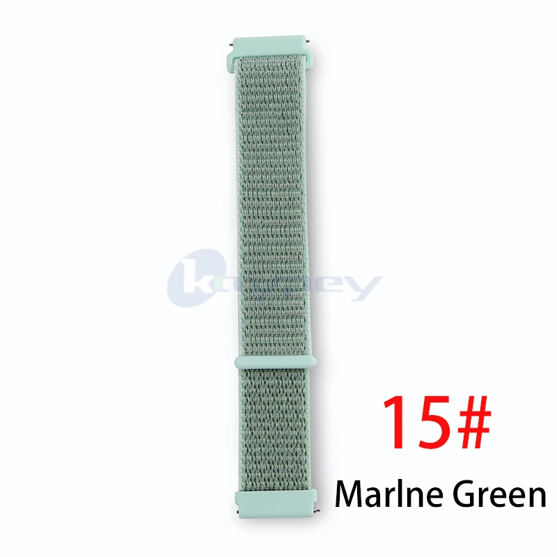 Marlne Green 22 мм 20 мм нейлоновый ремешок для Xiaomi Huami Amazfit Bip Pace Stratos 2/2s ремешок на запястье нейлоновая петля ремешок на липучке аксессуары для умных часов - Цвет: Marlne Green