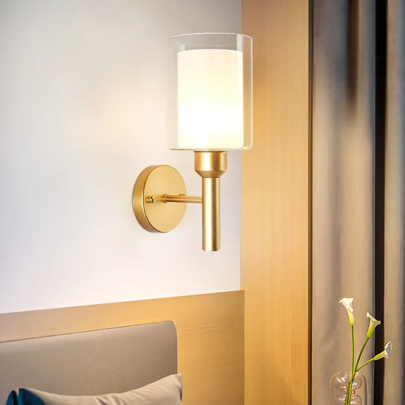 

Wall Lamps For Living Room Bracket Light Bedroom Modern Creativity Glass Metal Lampshade Holder Bedside Lamp Stand