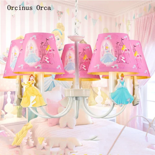 Cartoon creative PINK CHANDELIER Girl Bedroom children's room lamp Princess romantic   Chandelier