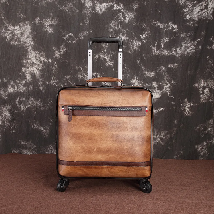 MAHEU Высококачественная кожаная сумка на колесиках для багажа Сумка с замком
