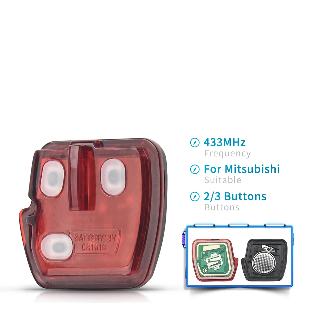 

KEYYOU 2/3 кнопочный автомобильный пульт дистанционного управления брелок 433 МГц с чипом ID46 для MITSUBISHI Triton Pajero Outlander ASX Lancer MIT8 Lama
