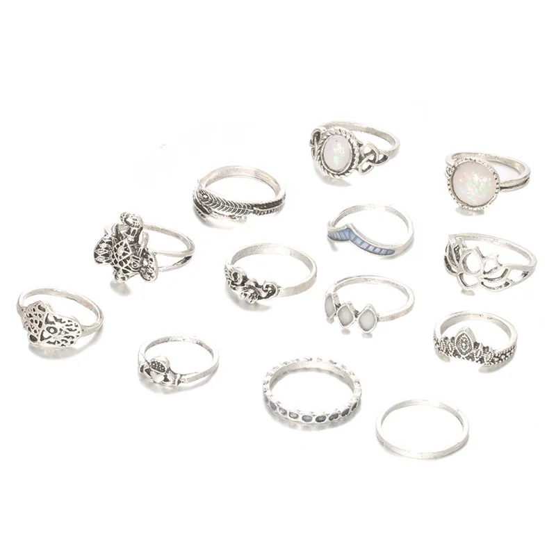 LETAPI 13 шт./компл. женское винтажное обручальное кольцо с резным сердцем цветком