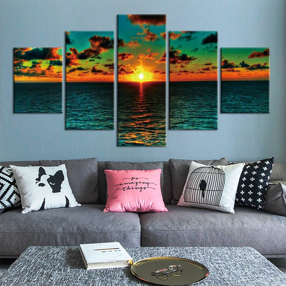 

5 шт., настенные картины на холсте с принтом Морского Пейзажа