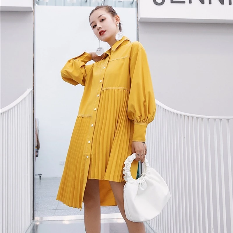 Женское плиссированное платье TWOTWINSTYLE повседневное асимметричное с воротником