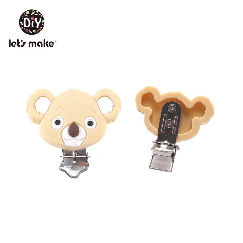 Koala Beige Let's make/1 шт. силиконовый Прорезыватель для зубов, зажимы для соски, жемчужные силиконовые бусины, круглая звезда, зажимы для пустышки, уход за зубами, Детские аксессуары - Цвет: Koala Beige