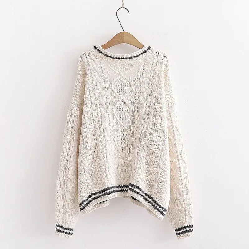 Женский кардиган в стиле преппи с V-образным вырезом свитера осенне-зимние