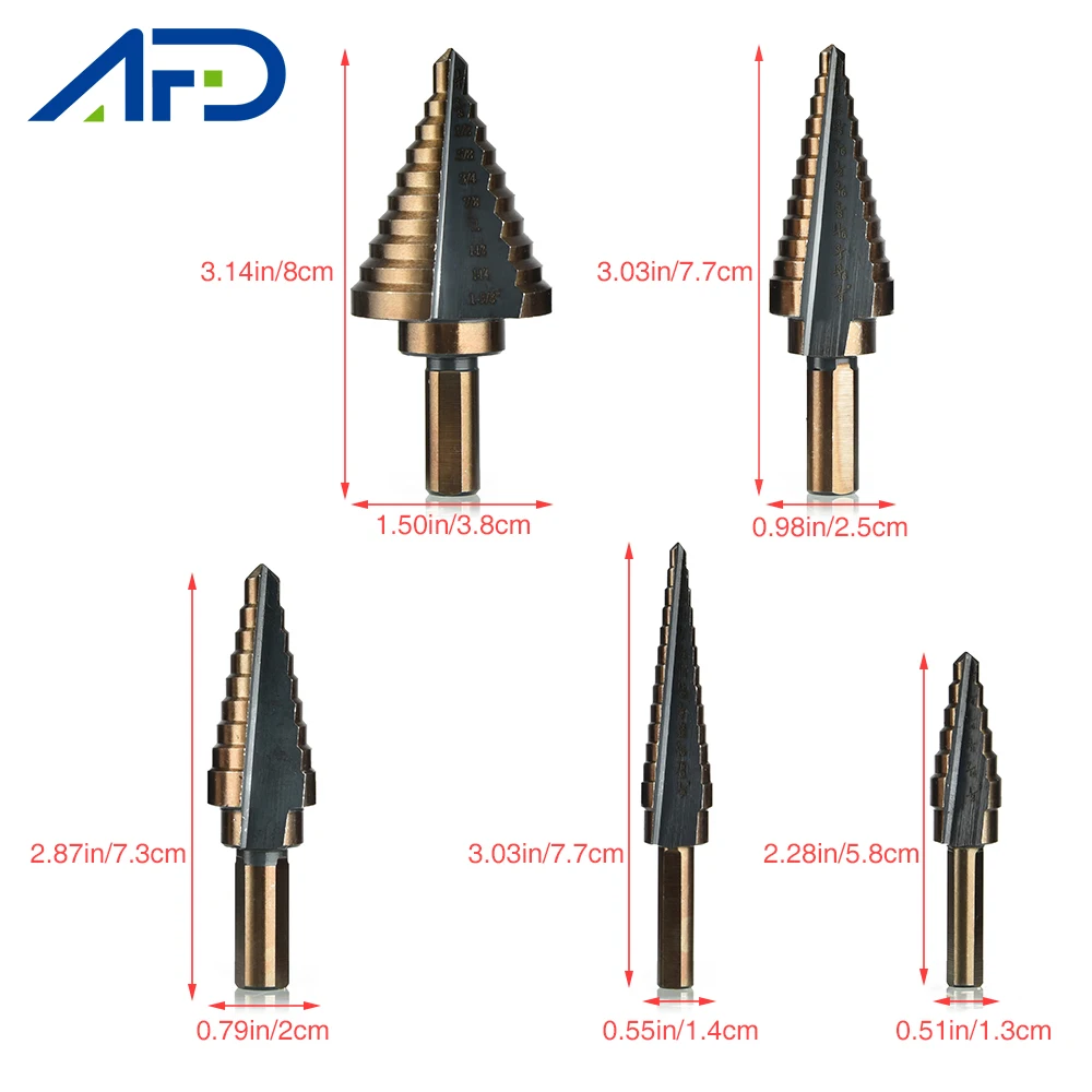 5 шт. ступенчатые конические сверла из быстрорежущей стали 4 12 мм 6 22 мм|Сверла| |