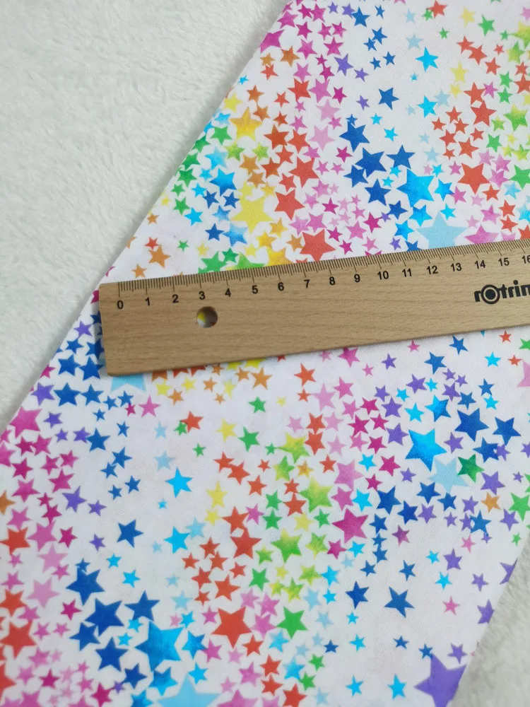

Rainbow Various Color Brilliant Star in pure Sky Cotton Fabric Sewing DIY Home Cloth Dress Clothing Textile Tissue Patchwork