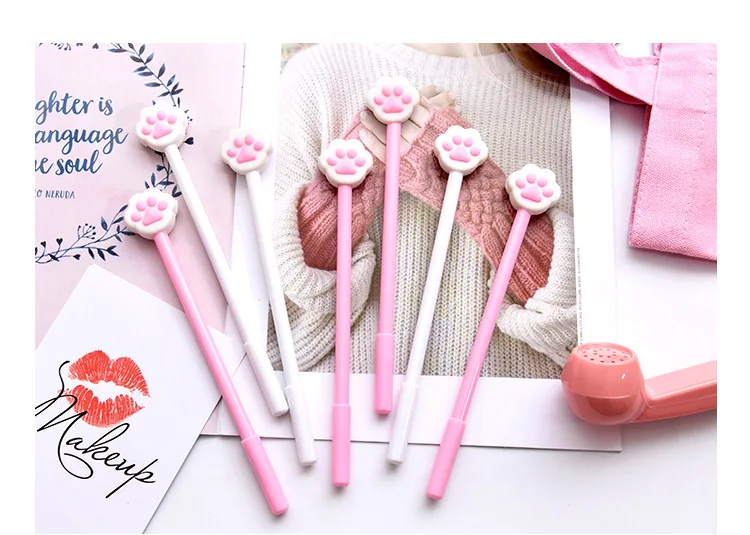 1 шт. гелевые ручки Kawaii Cat paw print, для письма, милые черные чернила, ручка для подписи, офисные школьные принадлежности, подарок