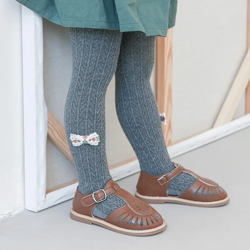 

Spring Autumn Baby Girl Leggings Bow Tie Newborn Pantyhose All-Match Children Tights Stockings Cotton Hand-Stitched 12 Years Old