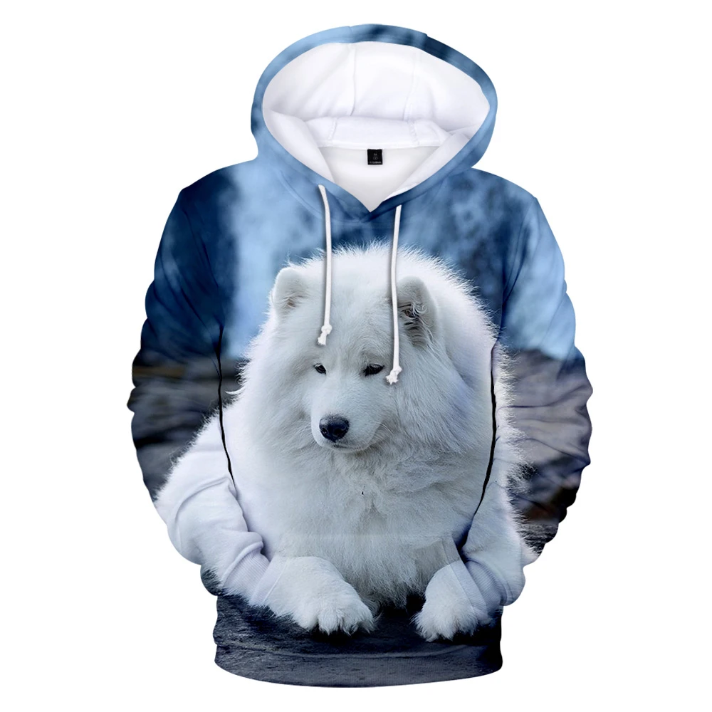 

Личность негабаритных самоед собака свитер с капюшоном для мальчика 3D печати кофты мужские Harajuku осень-зима пуловеры волк Толстовка для жен...
