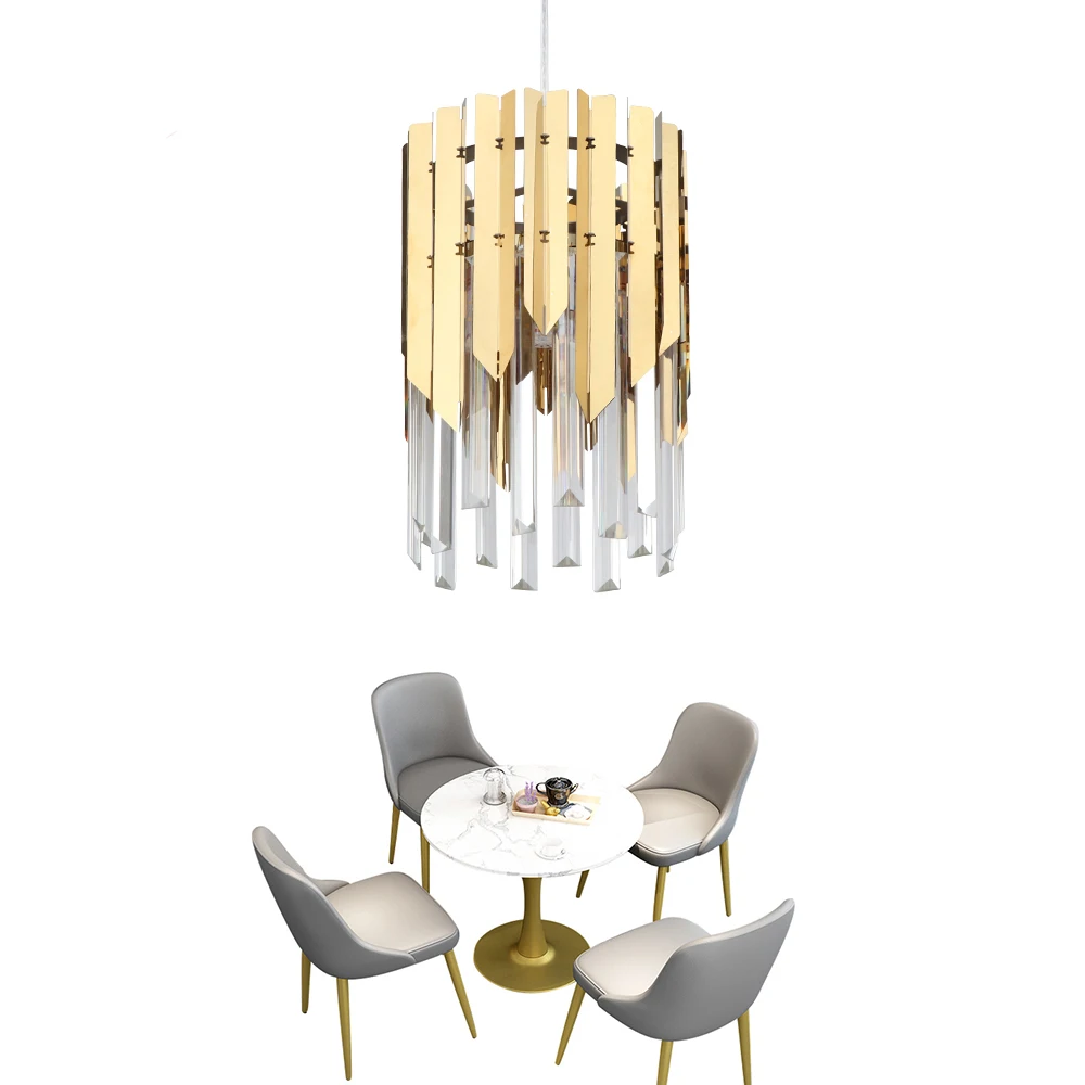 

Small round gold crystal led modern chandelier lighting for kitchen dining room bedroom bedside light luxury k9 pendant lamps