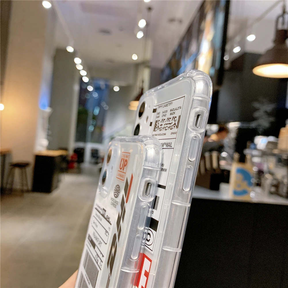 

INS Logistics DHL Label Phone Case for iPhone 11 12 Pro X XS Max XR 7 8 Plus Fashion Tags Bar code Letter Soft Silicon Cover