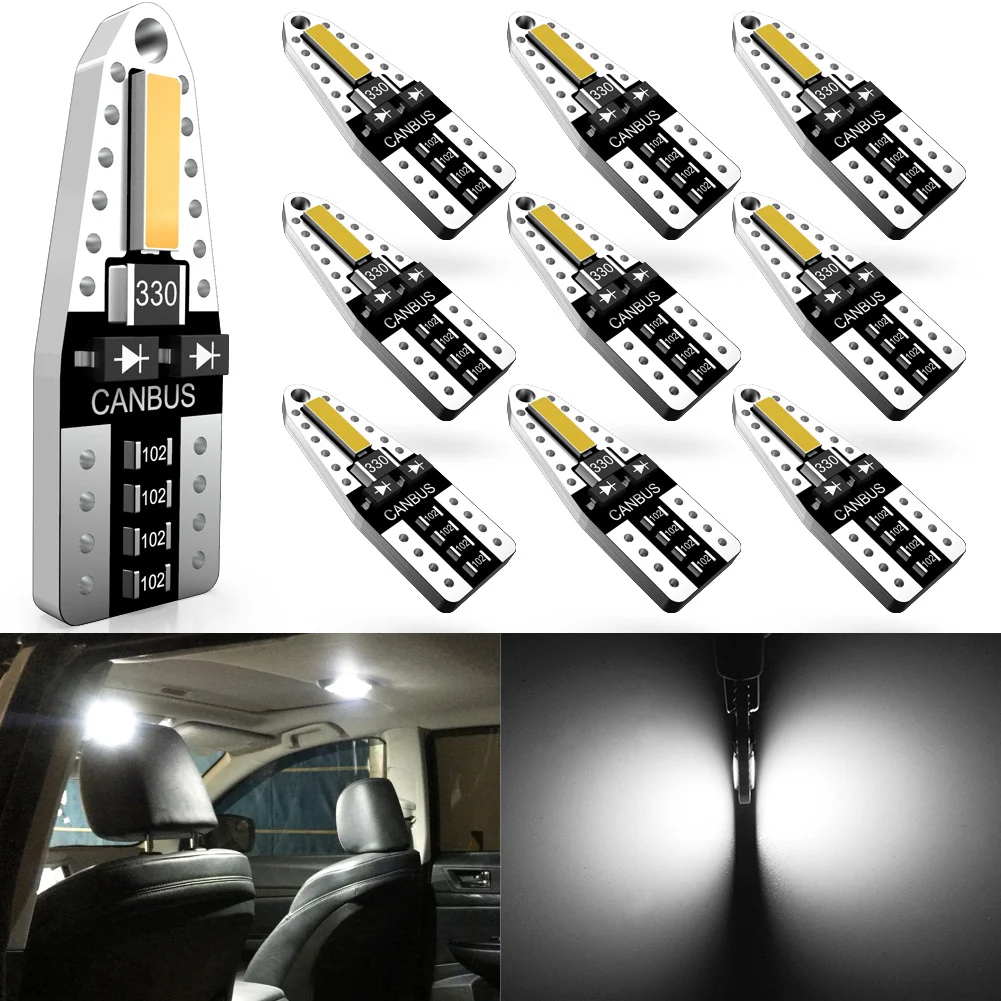 

Katur 10x W5W Car Interior Lamp 6000K White 12V T10 LED Canbus Bulb 194 led Light for Toyota RAV4 Yaris Corolla Avensis Prius C