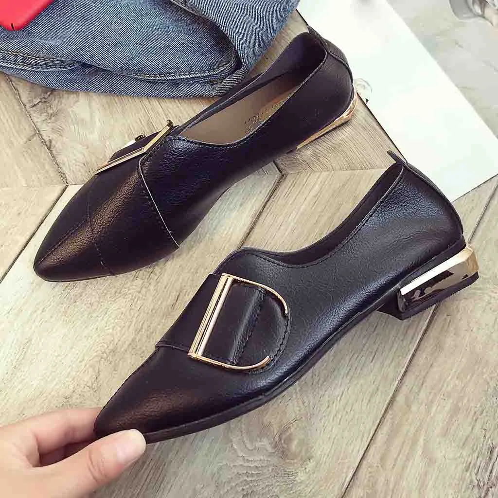 

Woman Casual Point Toe Shallow Shoe Spring Autumn Wild Single Shoes Work Ladies Slip-On Shoes Single Shoes Chaussures Femm