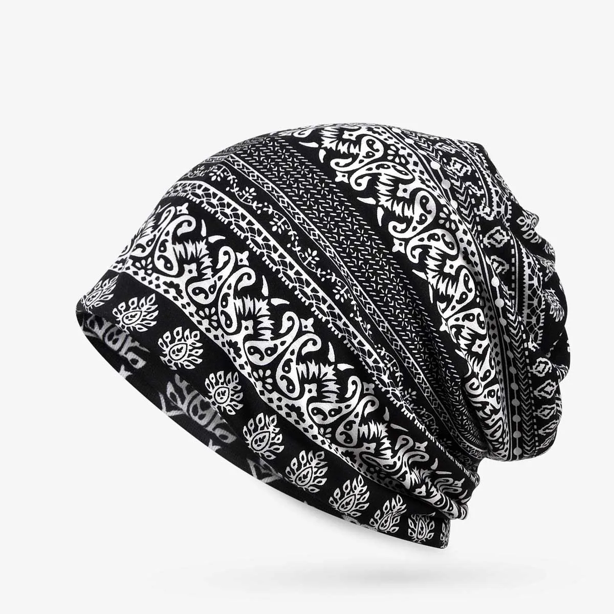 

Spring and autumn Unisex hedging cap Geometric patterns cotton scarf hat dual-use ladies Baotou windproof Ear protection Z150