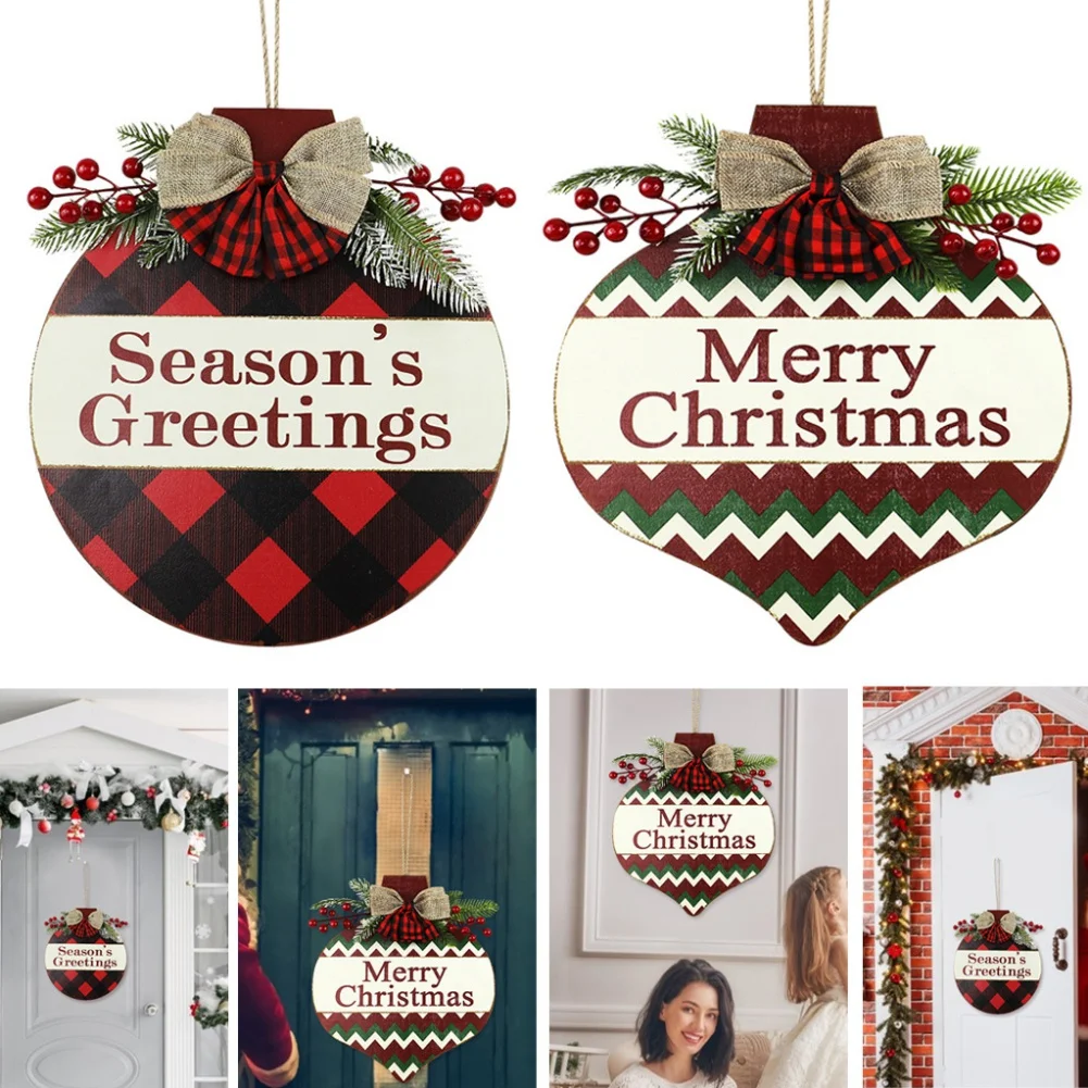 

Wooden Board Wreath Hanging Seasonal Welcome Decorative Sign Front Door Sign Seasons Greeting Merry Christmas Festival Ornament