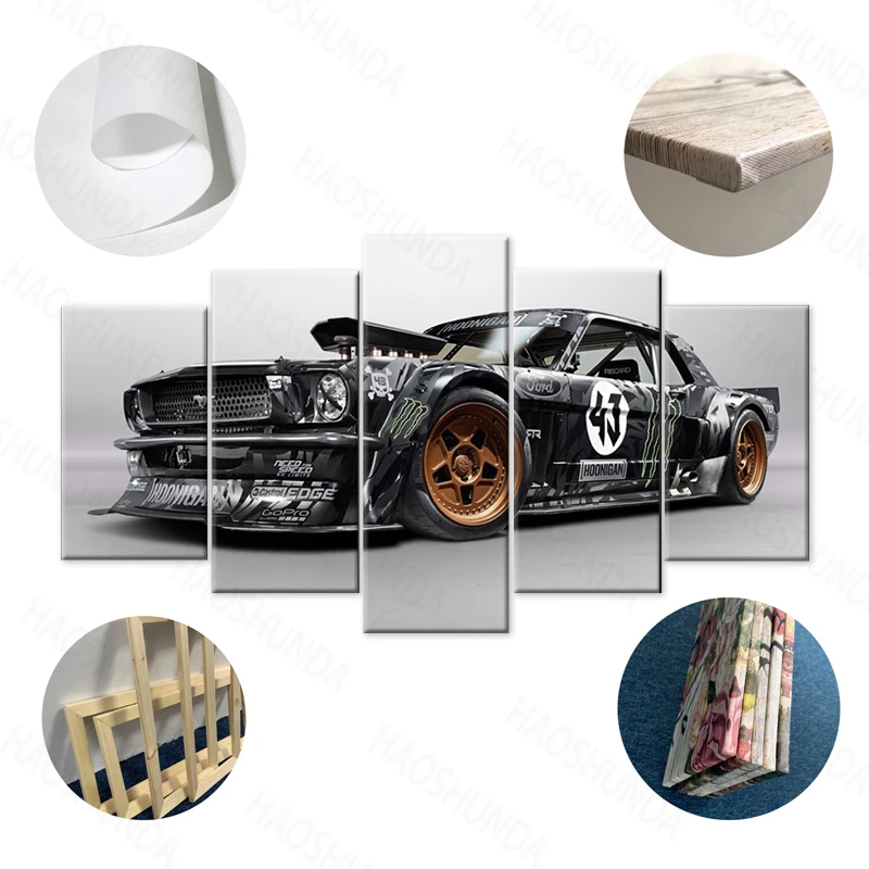 

Ship from USA modern decoration framework wall art picture for living room Bedroom 5 pieces car painting canvas Modular Oil