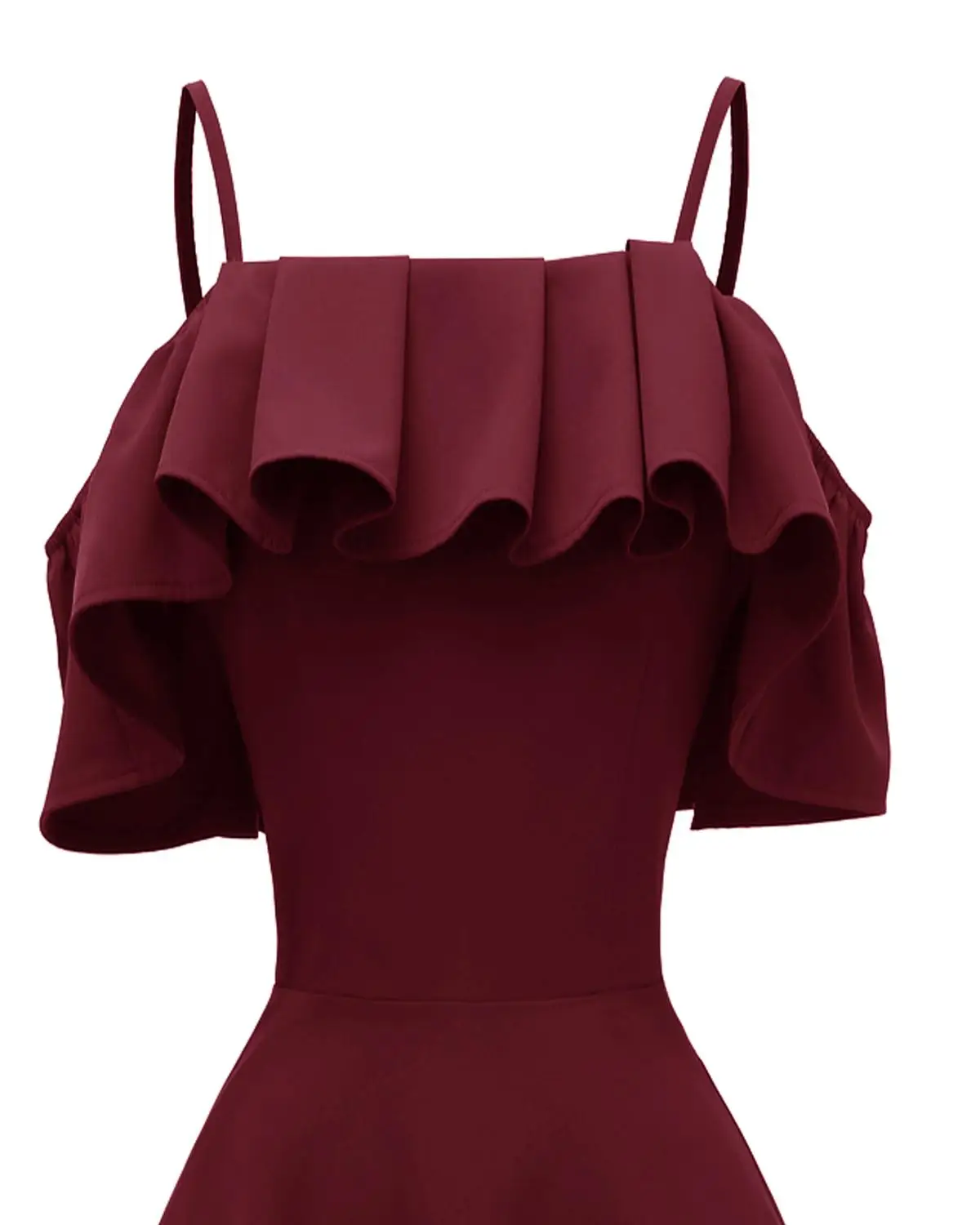 formal burgundy cocktail dress cheap Sling off the shoulder short sleeves a word collar Ruffle Sexy plus size A-line graduation party elegant fashion