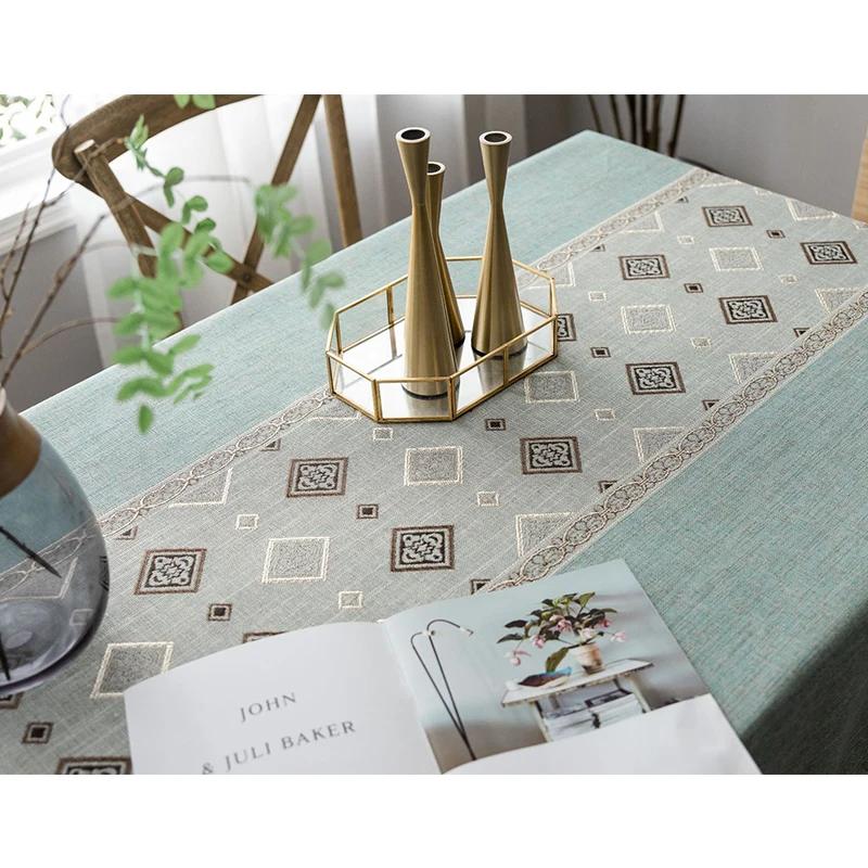 Винтажная кофейная Жаккардовая скатерть из хлопка и льна классический