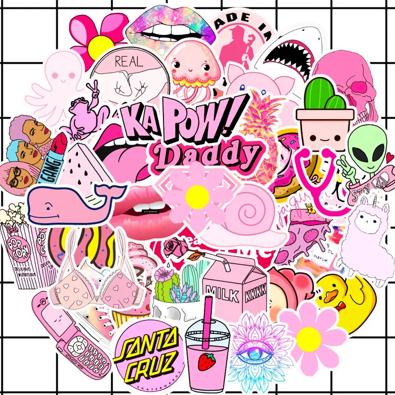 50 шт. ПВХ водонепроницаемые девушки Kawaii розовые забавные стикеры игрушки багажные наклейка для автомобиля и чемодана Мода ноутбук наклейки стикер s