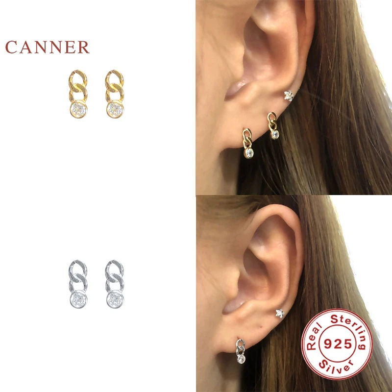 

Автоклав 925 стерлингового серебра Серебряные серьги для Для женщин геометрические любовь цепи циркон пирсинг серьги-гвоздики, серьги с кис...