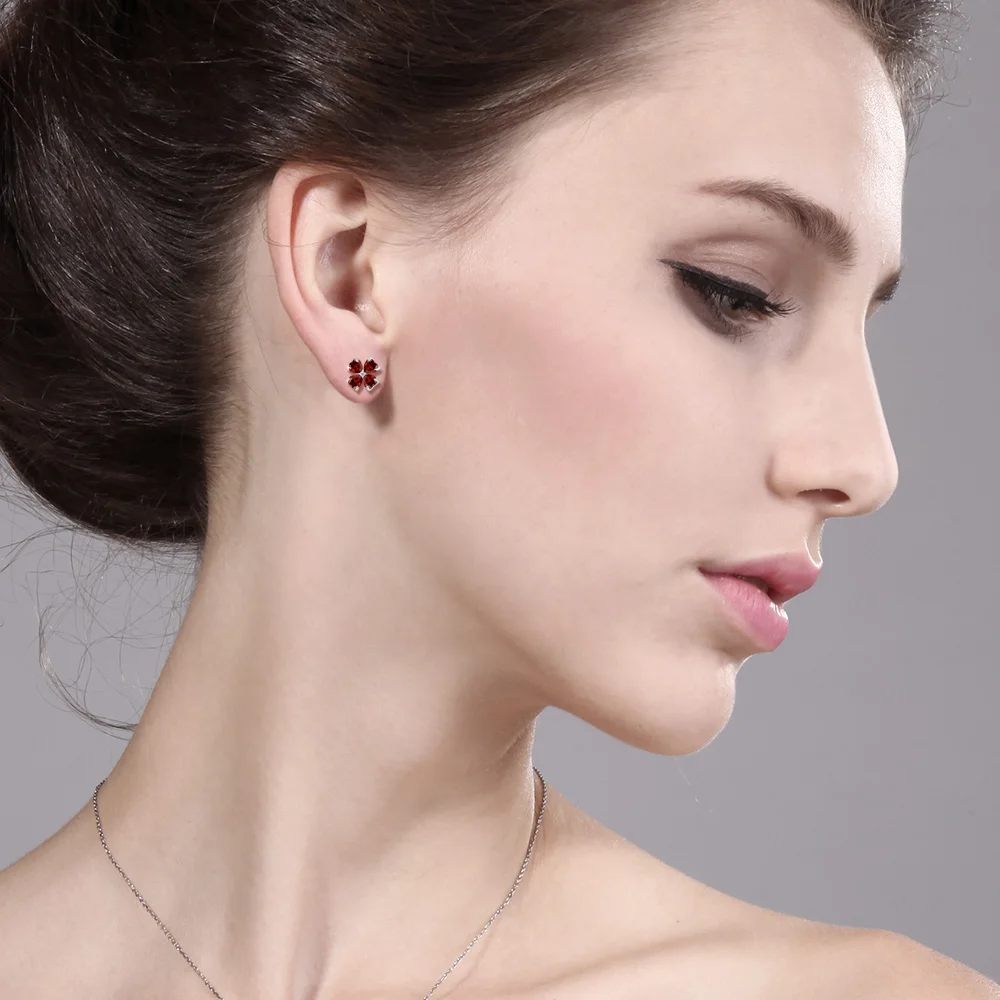 GemStoneKing 2 67 карат в форме сердца натуральный красный гранат серьги из