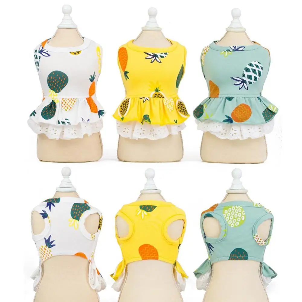 Модная хлопковая одежда для домашних животных милое платье с фруктовым узором