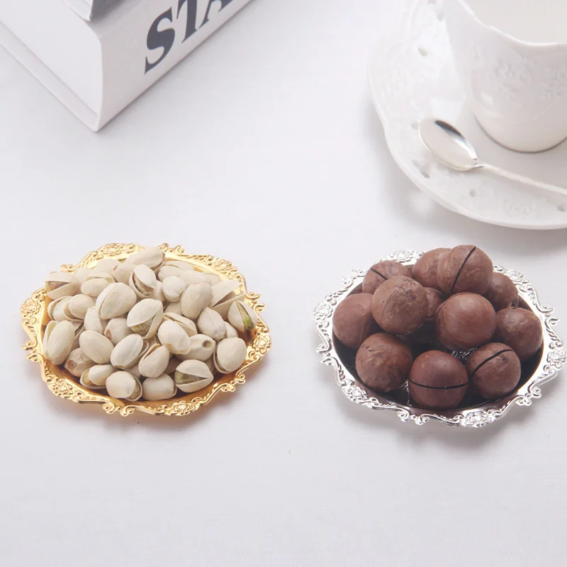 Серебристый и Золотой Железный поднос глянцевая тарелка украшения буфетный