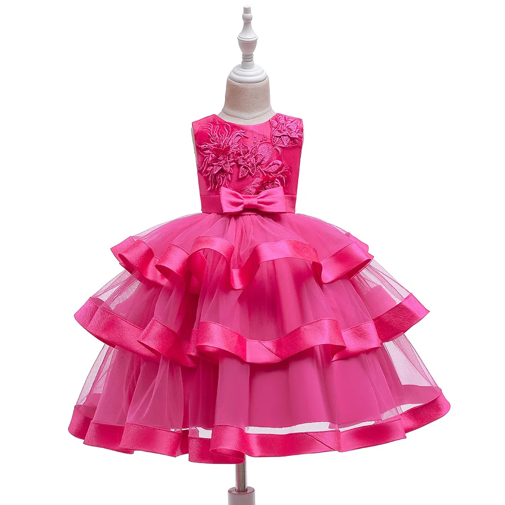

3 7 10 Years Kid Princess Beautiful Wedding Dress For Girl Ball Gown Summer Short Sleeve Elegant Bow Dress 2021 Child Costumes