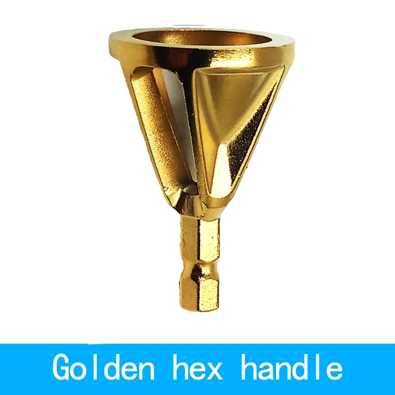 golden hex handle 1 шт. шестигранный/треугольный хвостовик из нержавеющей стали, внешний инструмент для снятия фаски, высокопрочная твердость, сверло для удаления заусенцев - Цвет: golden hex handle