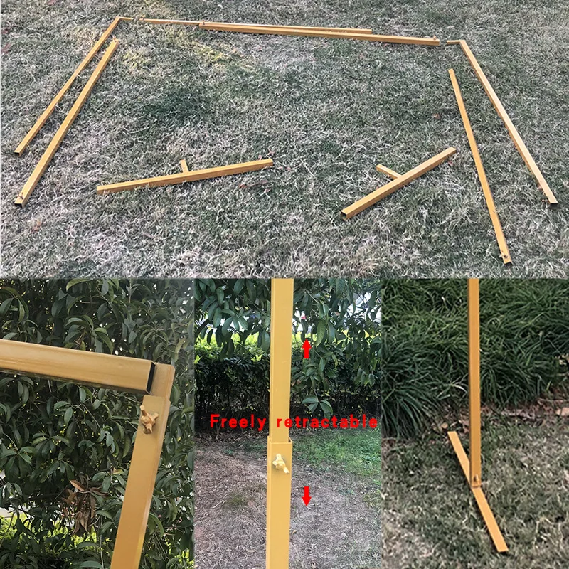

Wedding Stage Background Frame Wrought Iron Decorative Flower Stand Custom Gold Wedding Square Arch Shelf birthday decoration