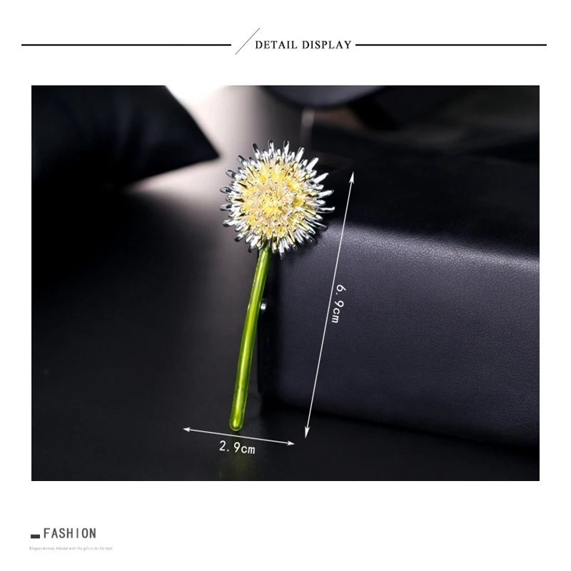 Модная эмалированная брошь в форме одуванчика с растениями булавка для лацкана