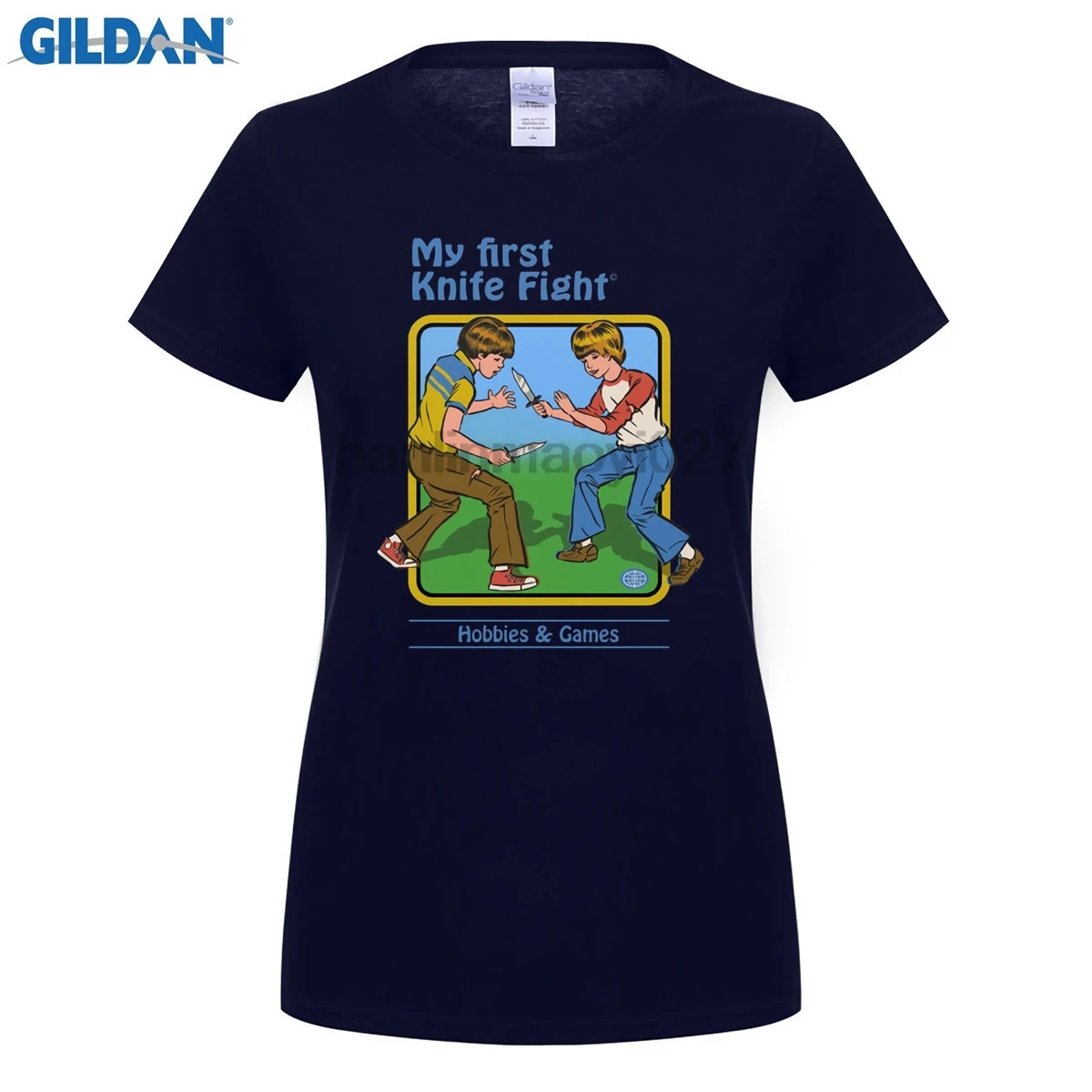 GILDAN 100% Cotton O-neck printed T-shirt My First Knife Fight T-Shirt for women | Женская одежда