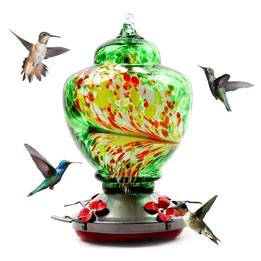 

Bird Feeder Paint Glass S Hook Hanging Flower Feeding Port Hummingbird Feeder Food Container For Garden Outdoors Patio