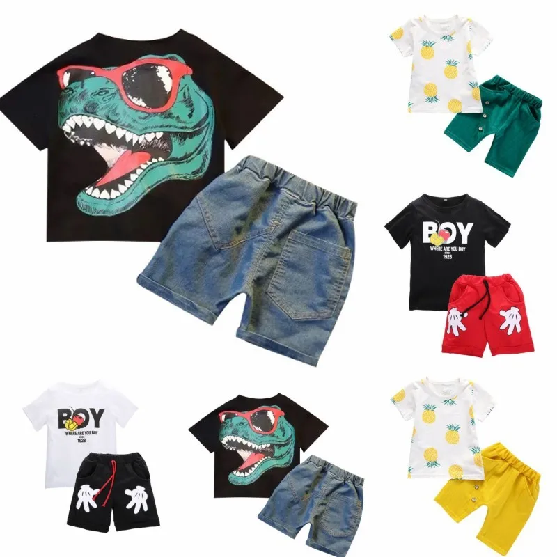 Модная детская одежда для мальчиков Новинка лета 2019 футболка с короткими