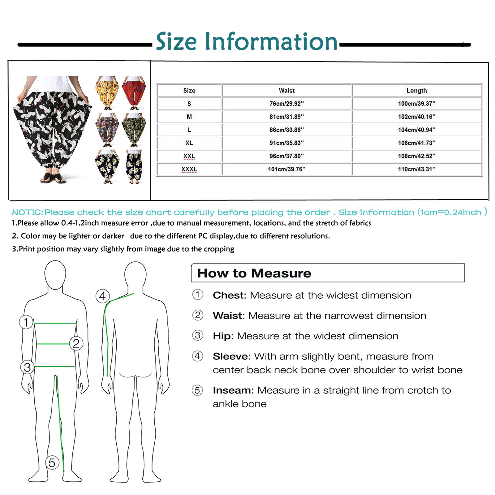 

Men Pants Retro Printed Loose Vintage Casual All-match Pants Elastic Waist Chic Harem Trousers Fashion Streetwear Ethnic Style