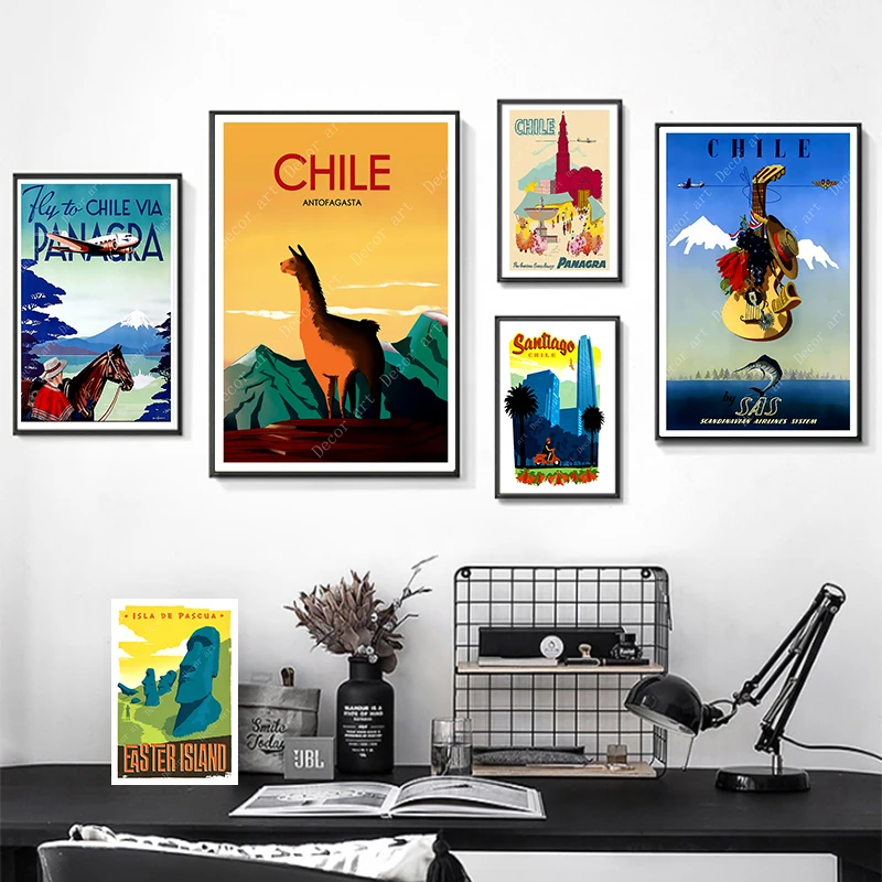 Путешествия в Чили Сан-Диего Альпака Поп-Арт холст картины винтажные стены крафт