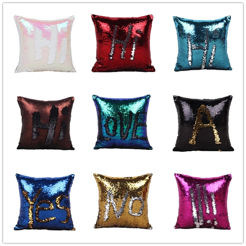 

Cushion Cover Color Changing Reversible Pillow Case For Home Decor 40X40cm DIY Mermaid Sequin Decorative Pillows Pillow Covers