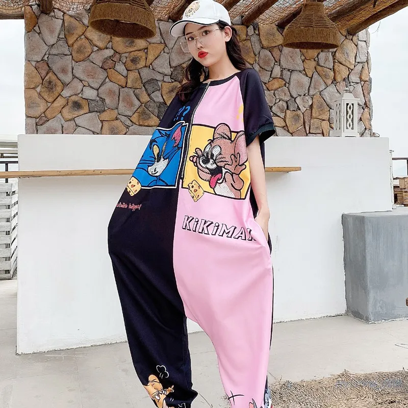 Женские комбинезоны в стиле хип хоп размера плюс Харадзюку комбинезон с