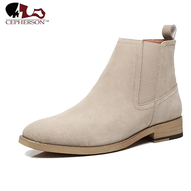 

Chelsea Winter Black Mens Boots Shoes Work Boots Fashion Designer Shoes Men Add Velvet Cow Suede