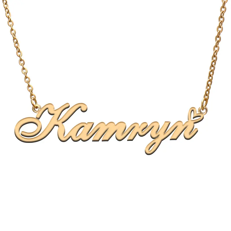 

Love Heart Kamryn Name Necklace for Women Stainless Steel Gold & Silver Nameplate Pendant Femme Mother Child Girls Gift