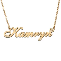 love heart kamryn name necklace for women stainless steel gold silver nameplate pendant femme mother child girls gift