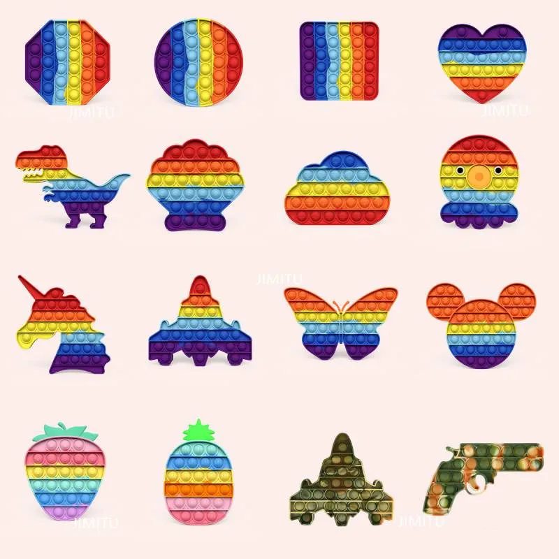 

JIMITU Pop Fidget Reliver Stress Toys Rainbow Push Pops Bubble Fidget Antistress Toy Adult Kid Funny Anti-Stress To Relieve Auti