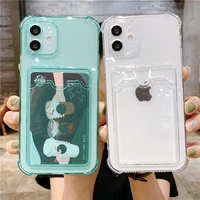 card slot bag holder transparent case for iphone 13 pro max 12 mini 11 x xs xr 7 8 plus wallet clear soft tpu shockproof cover
