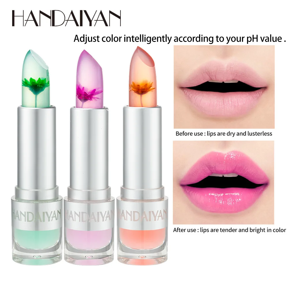 

New Long Lasting Moisturizer Transparents Flower Lipstick Cosmetics Waterproof Temperature Change Color Jelly Lipstick Balm hot
