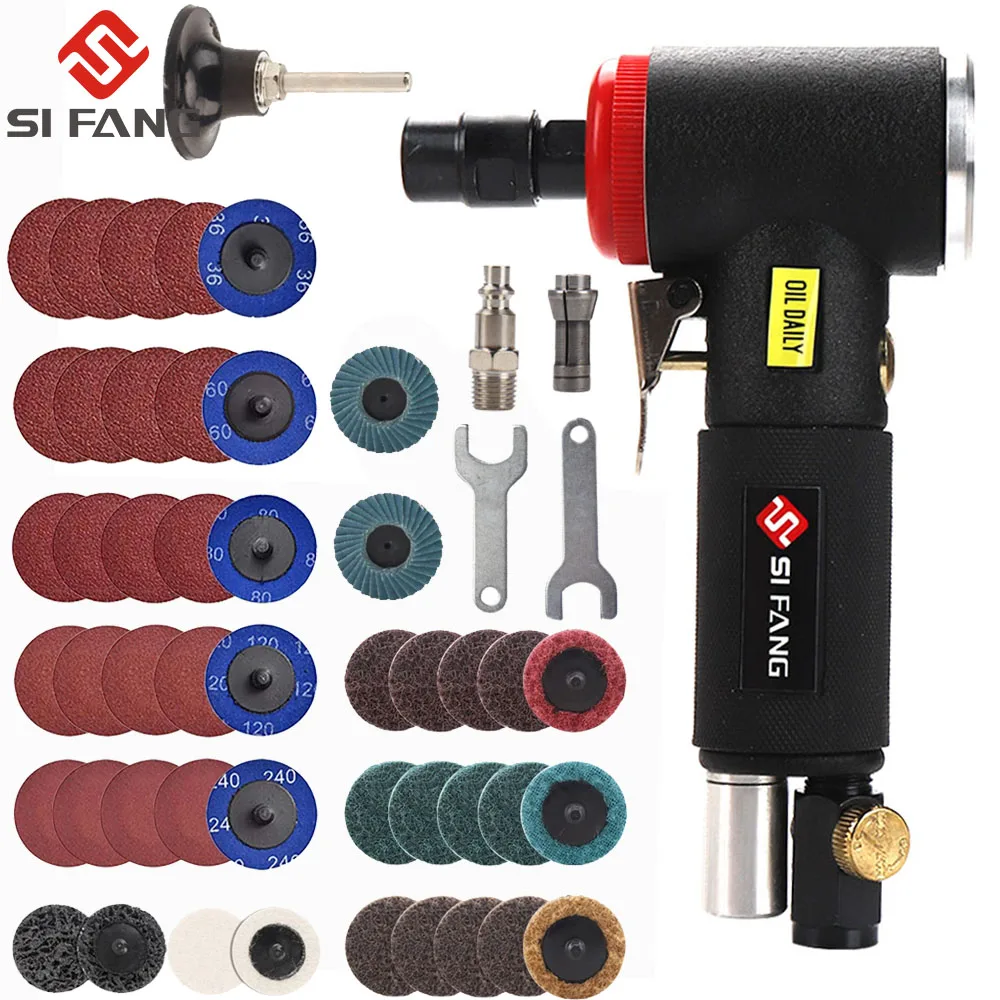 Mini 1/4 inch Air Angle Die Grinder 90 Degree Pneumatic Grinding Machine Cut Off Polisher Mill Engraving Tool Set 20000RPM